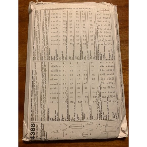 Simplicity 4388 Sewing Pattern Kids Pajamas/Nightgown/Robes Size 3 4 5 6 2005 Un - Picture 3 of 4